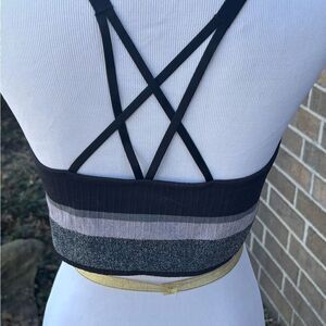 Cacique Black and Gray Ribbed Crop Tank Bra size 14/16